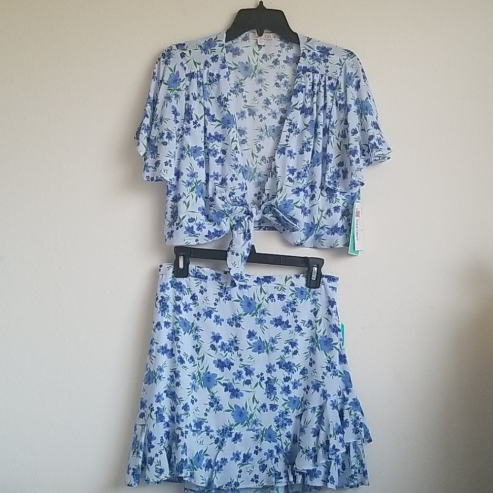 Two Piece Dress Blue Skirt